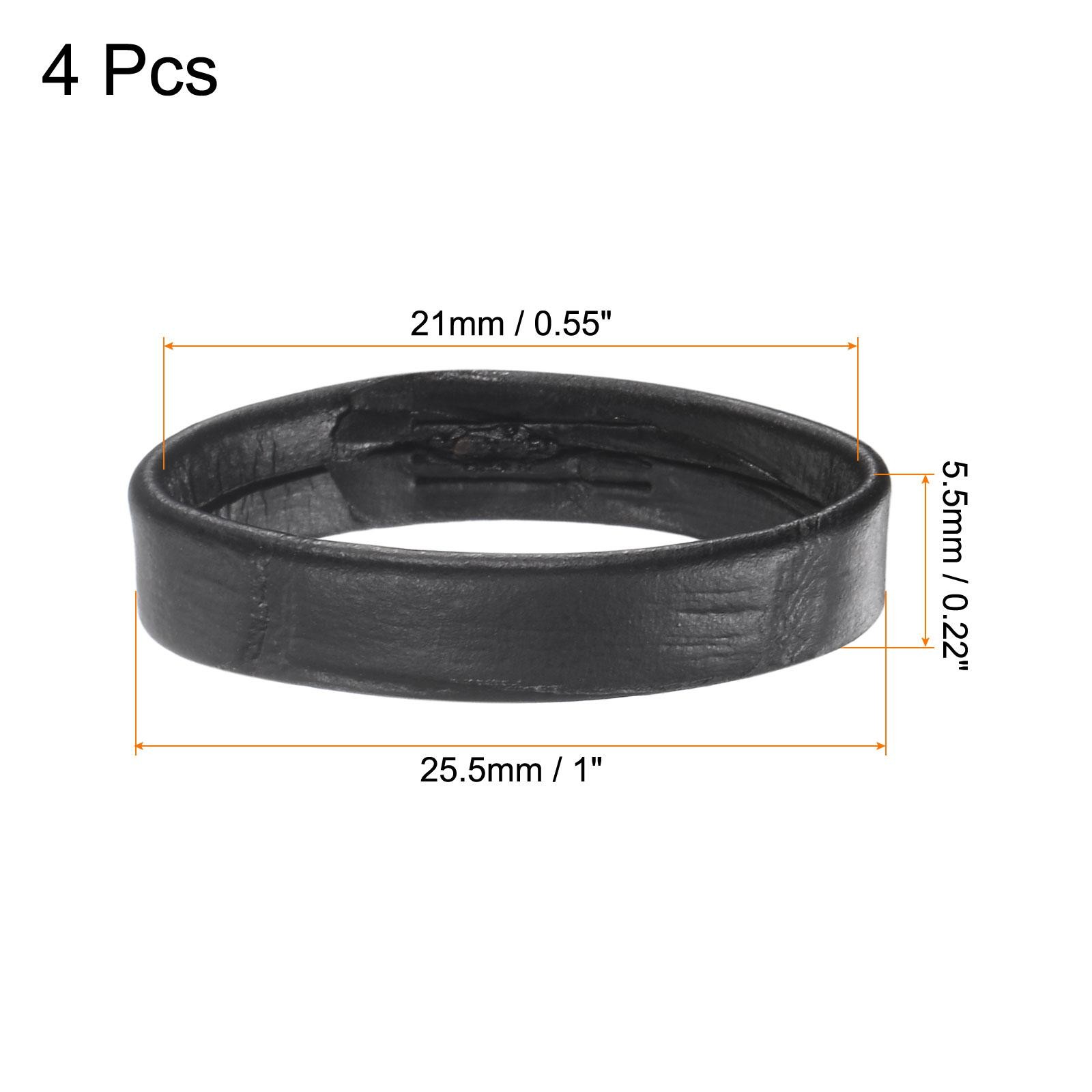 4 Pcs PU Leather Loops Retaining Ring for 21mm Width Watch Band, Black