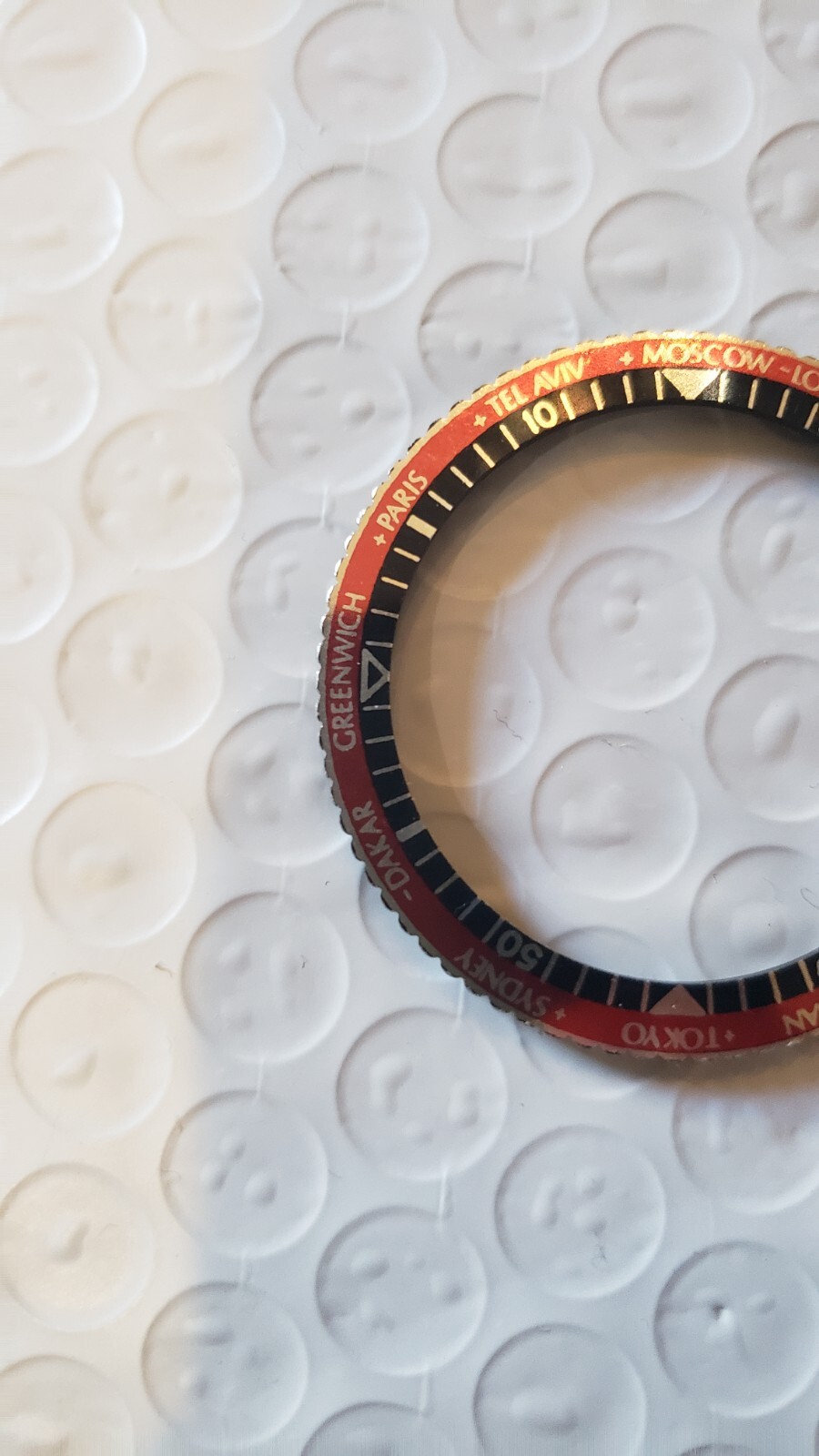 NEW Vintage 50’s 1960’s Clinton Cimier Watch Bezel World Cities 38mm Red Black