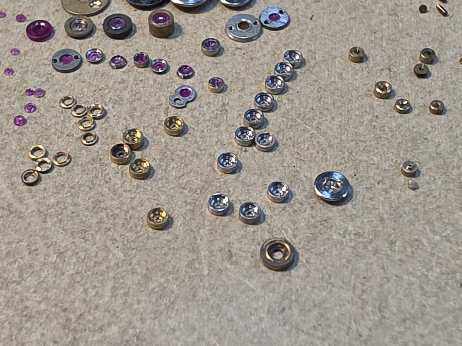 Lot Of 80 Mixed Pocket Watch/Wristwatch Jewel Parts-Jewel Settings, Unset Jewels