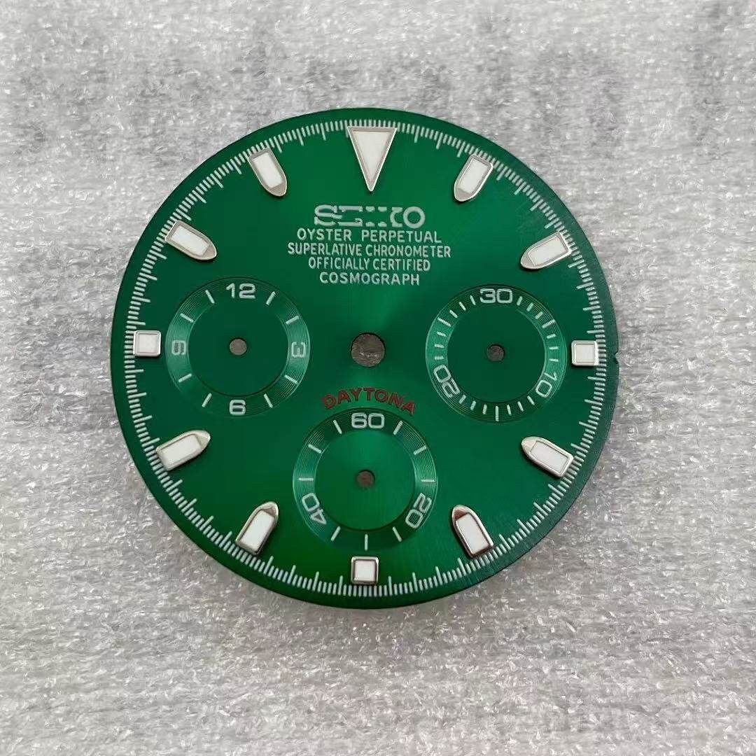 29.5mm Multi-Functional Watch Dial Green Lume for Vk63 Movement Watch Accessorie