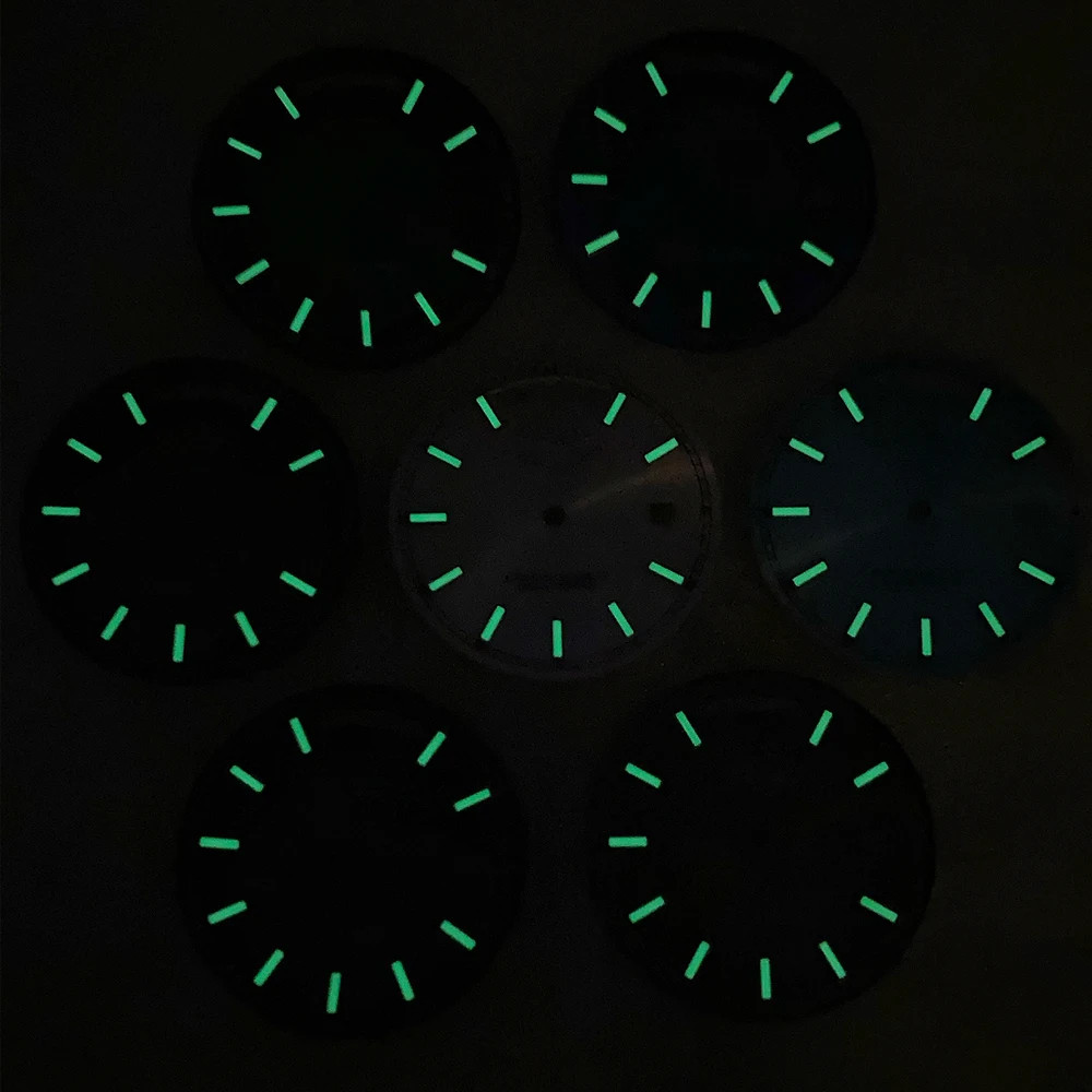 31mm S Logo Day And Date Dial For 8285 Movement Green Lume Watch Accessories
