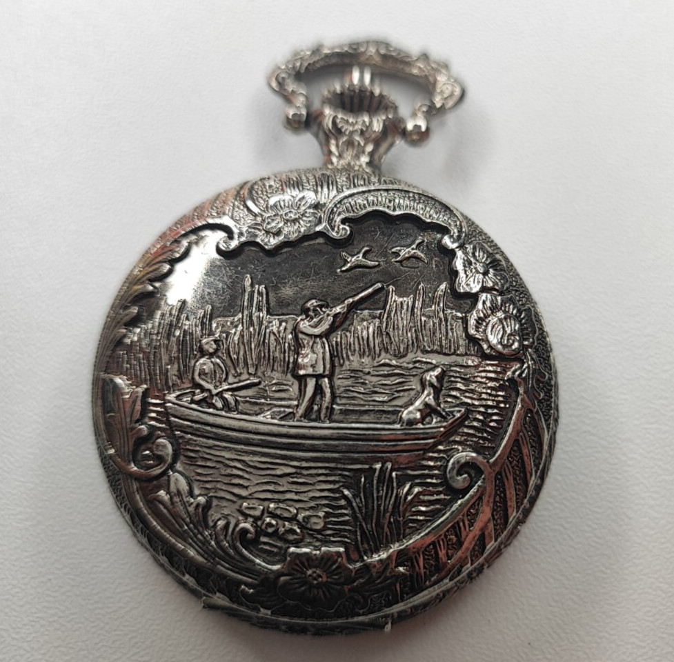 Boat hunting scene pocket Watch nikkey – 46.5 mm for parts and spares