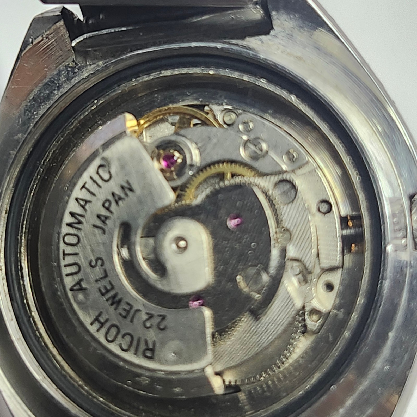 Ricoh Automatic 22 Jewels Japan Watch Movement Case & Band – For Parts
