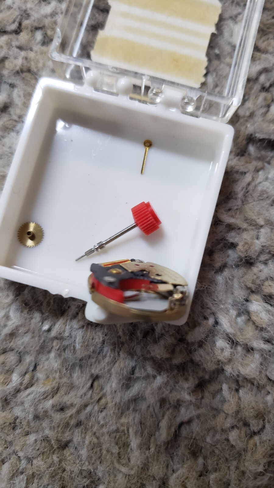 RARE Vintage 1980’s 90’s Bulova Watch Movement Stem Crown Red # Cell 502 2500
