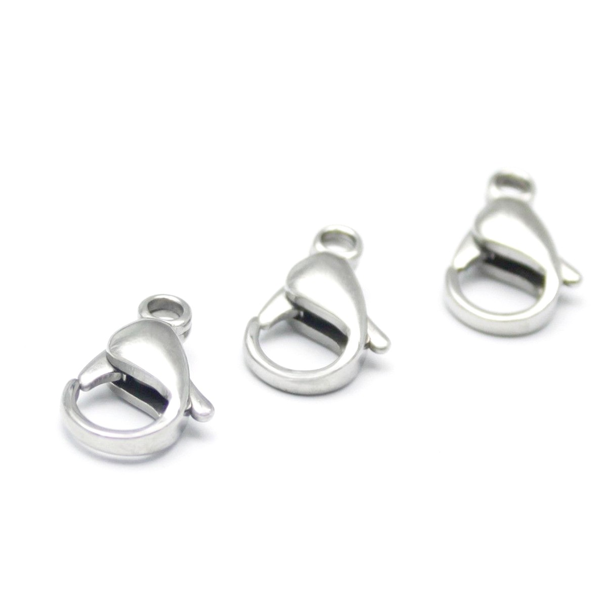 HOT Polished S.steel Lobster claw Clasps 9–19mm 100 Pcs wholesale