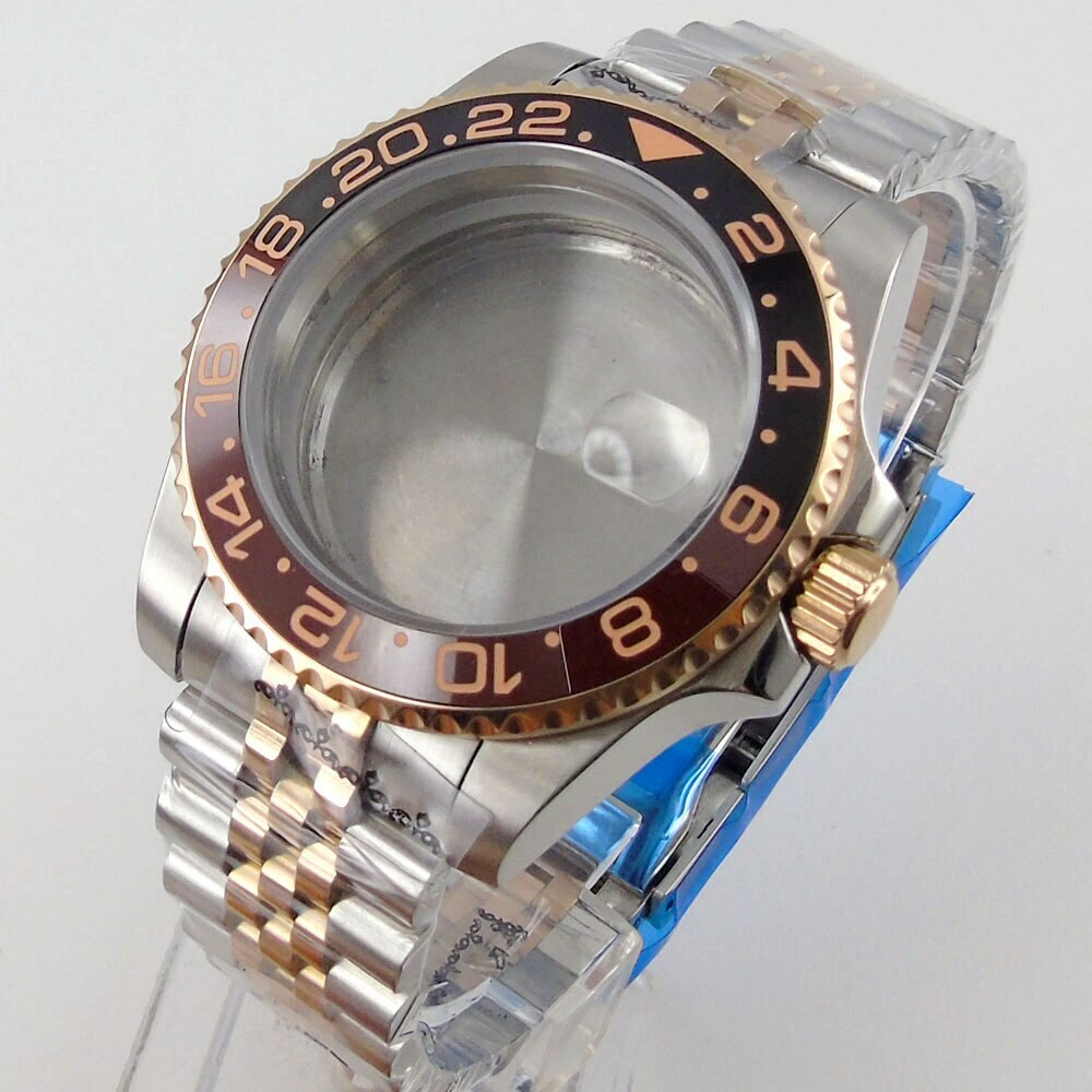 BLIGER fit NH35A NH36A ETA 2824 MIYOTA 8215 Two Tone Rose Gold Watch Case Oyster