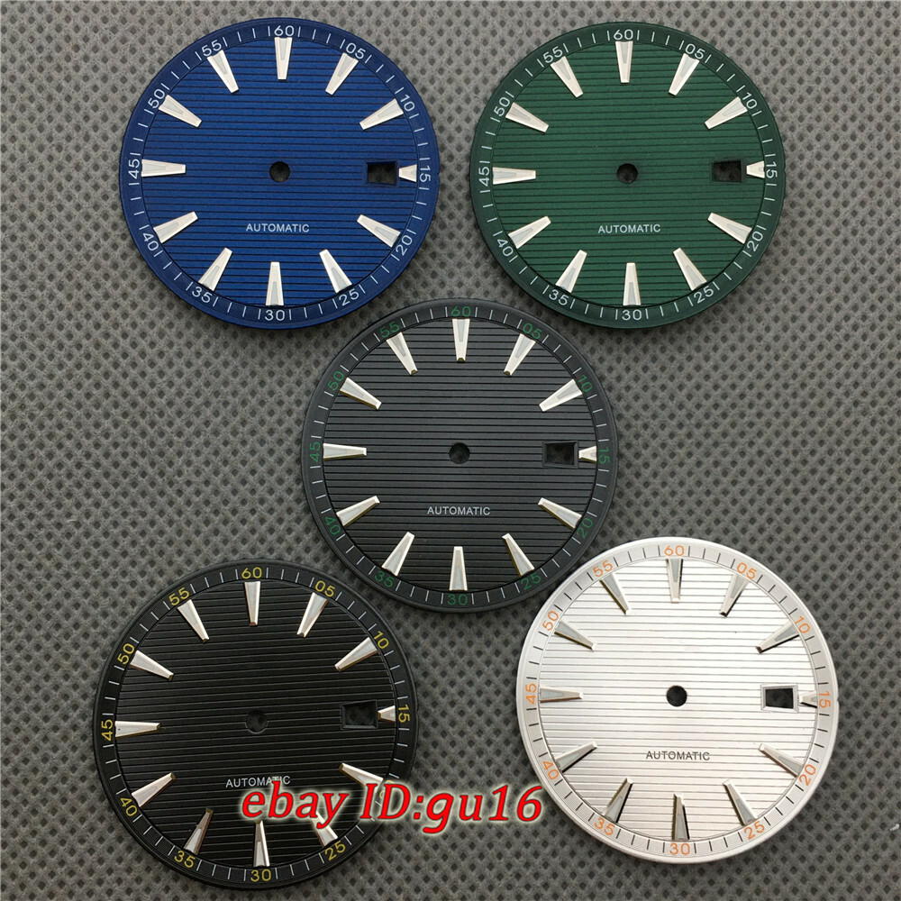 33.3mm black blue green silver watch dial luminous dial fit NH35 NH36 movement