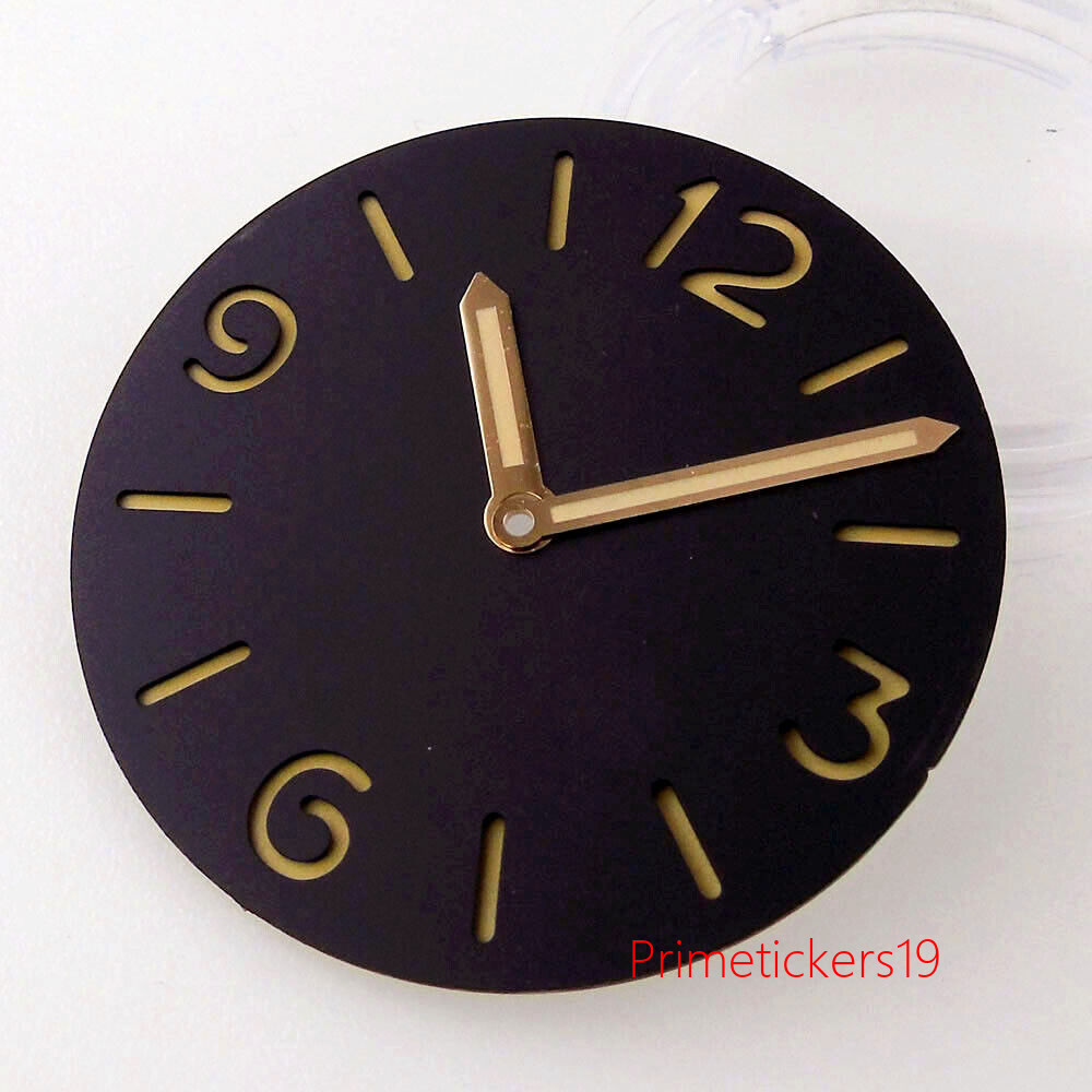 Black PVD 47mm Watch Case Sandwich Dial Hands Set Fit ETA 6497 6498 ST3600 3620
