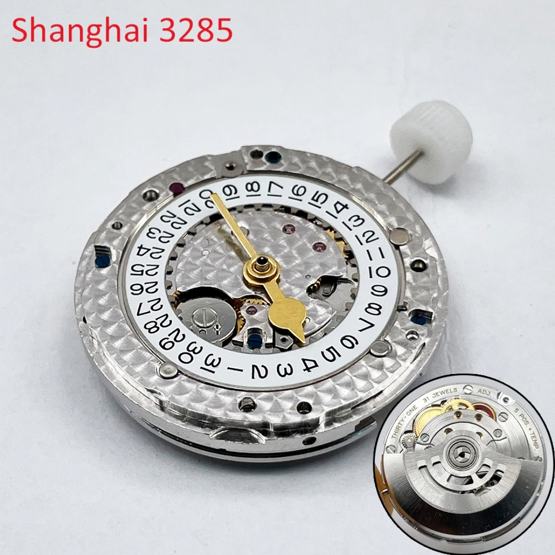 Shanghai VR 3285 GMT Movement 31 Jewels Blue Hairspring 4 Hands Fits 3285 Case