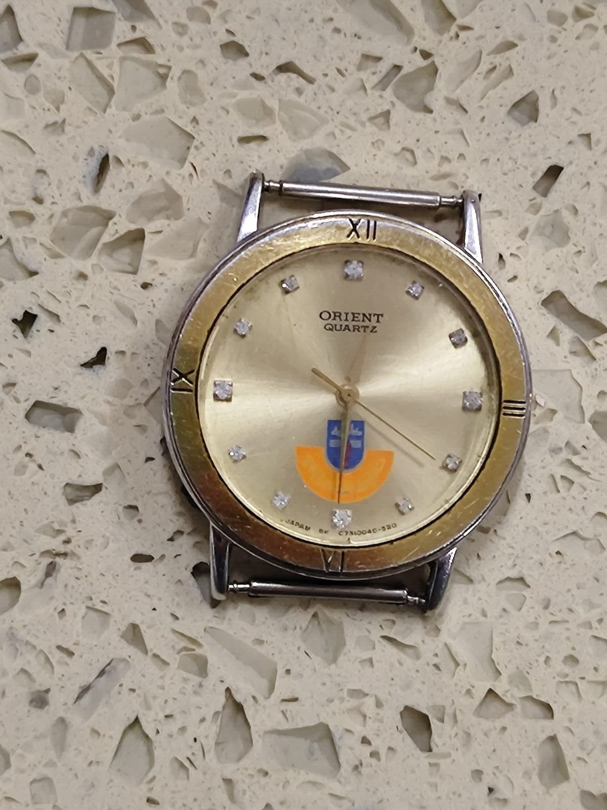Vintage Orient quartz watch Logo Kazma Sports Club 1995 Not work 29mm