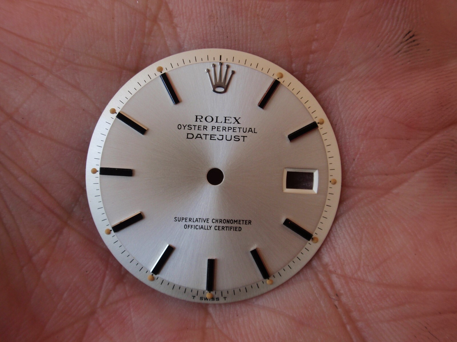 Beautiful Rolex Pie pan Datejust Dial Black Stick Stainless 1600 1601 1603