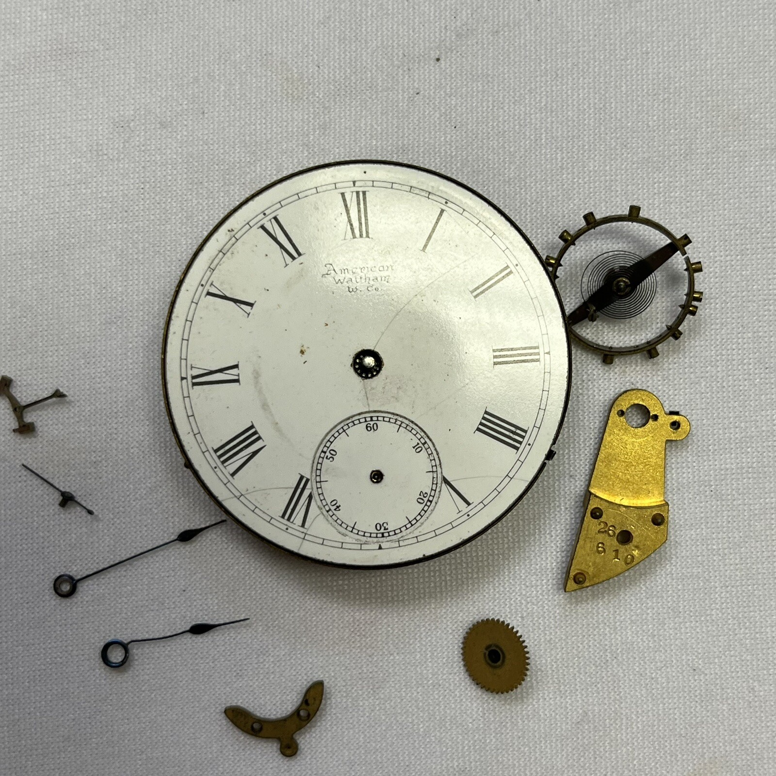 Vintage Pocket Watch Movements Dial Face American Waltham Watch Co. (#5)