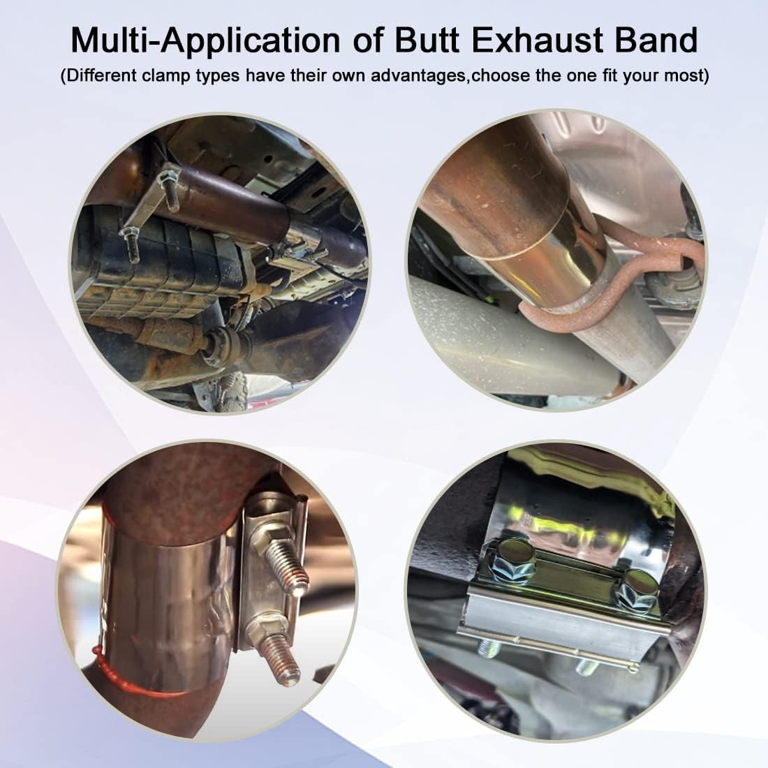 ID 2-1/2 Inch Lap Joint Butt Exhaust Clamp Stainless 63mm Exhaust Coupler Clamp