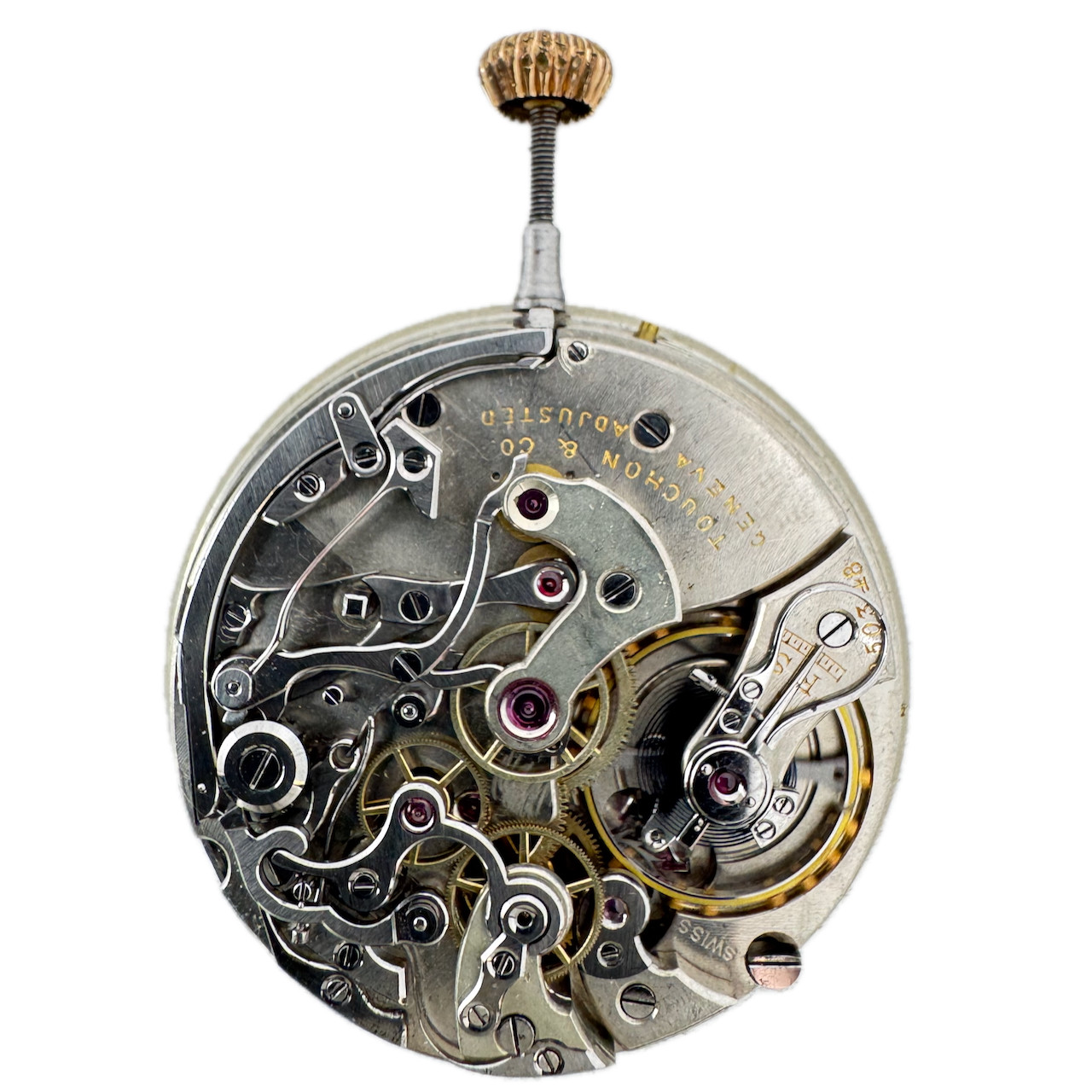 Antique 42mm Touchon Chronograph Pocket Watch Movement Swiss High Grade Runs