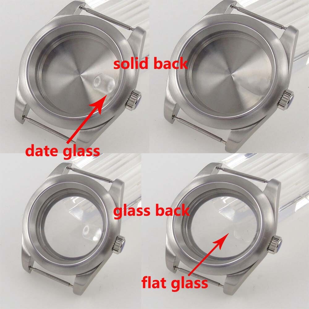 39mm Brushed Sapphire Glass Automatic Watch Case Fit NH35A NH36A 7S26 Movement