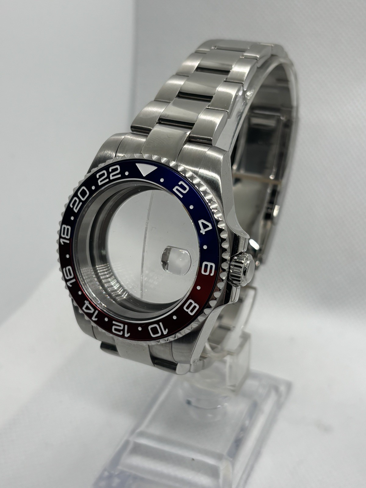 Pepsi Bezel Oyster GMT Watch Case & strap fits NH34 NH35 NH38 Movements