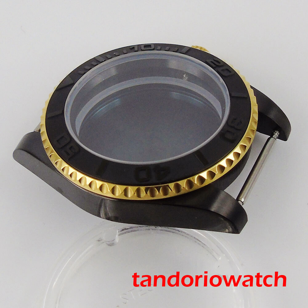 40mm Watch Case Fit NH34A NH35A NH36A Gold Plated Auto Black PVD Sapphire Glass