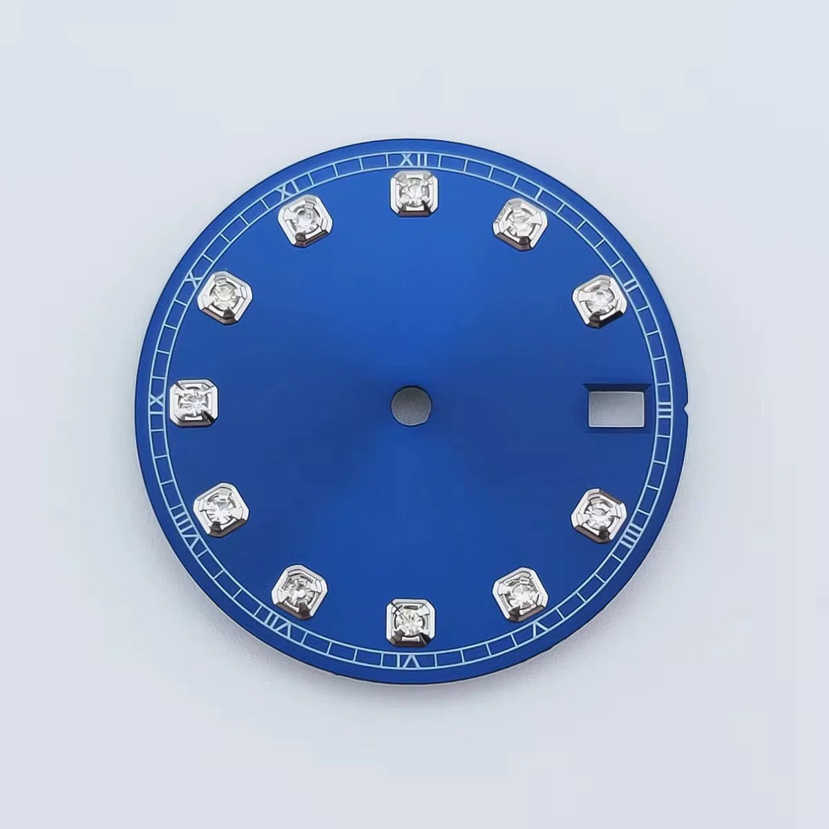 Silver Nail Blue 28.5mm Watch Dial Fit For NH36 Movement No Logo