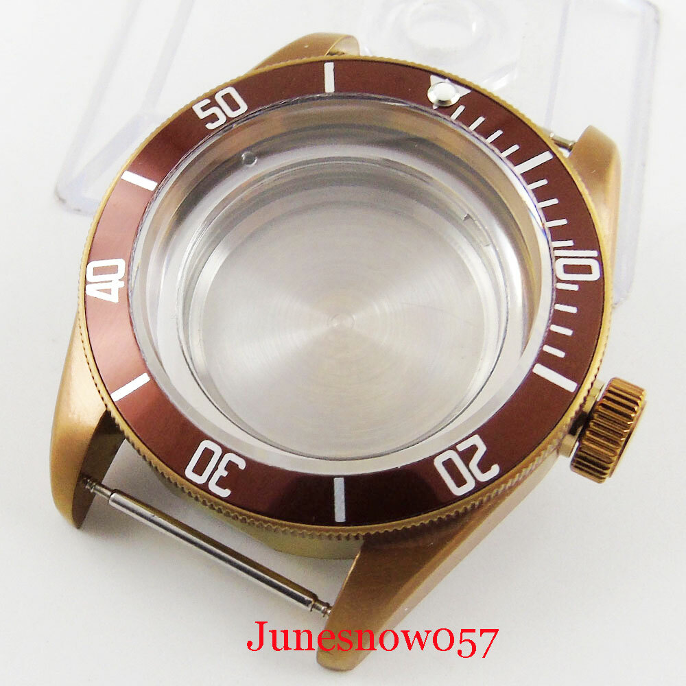 Fit ETA 2836 MIYOTA 8215 41mm Sapphire Glass Bronzed Watch Case Coffee Dial