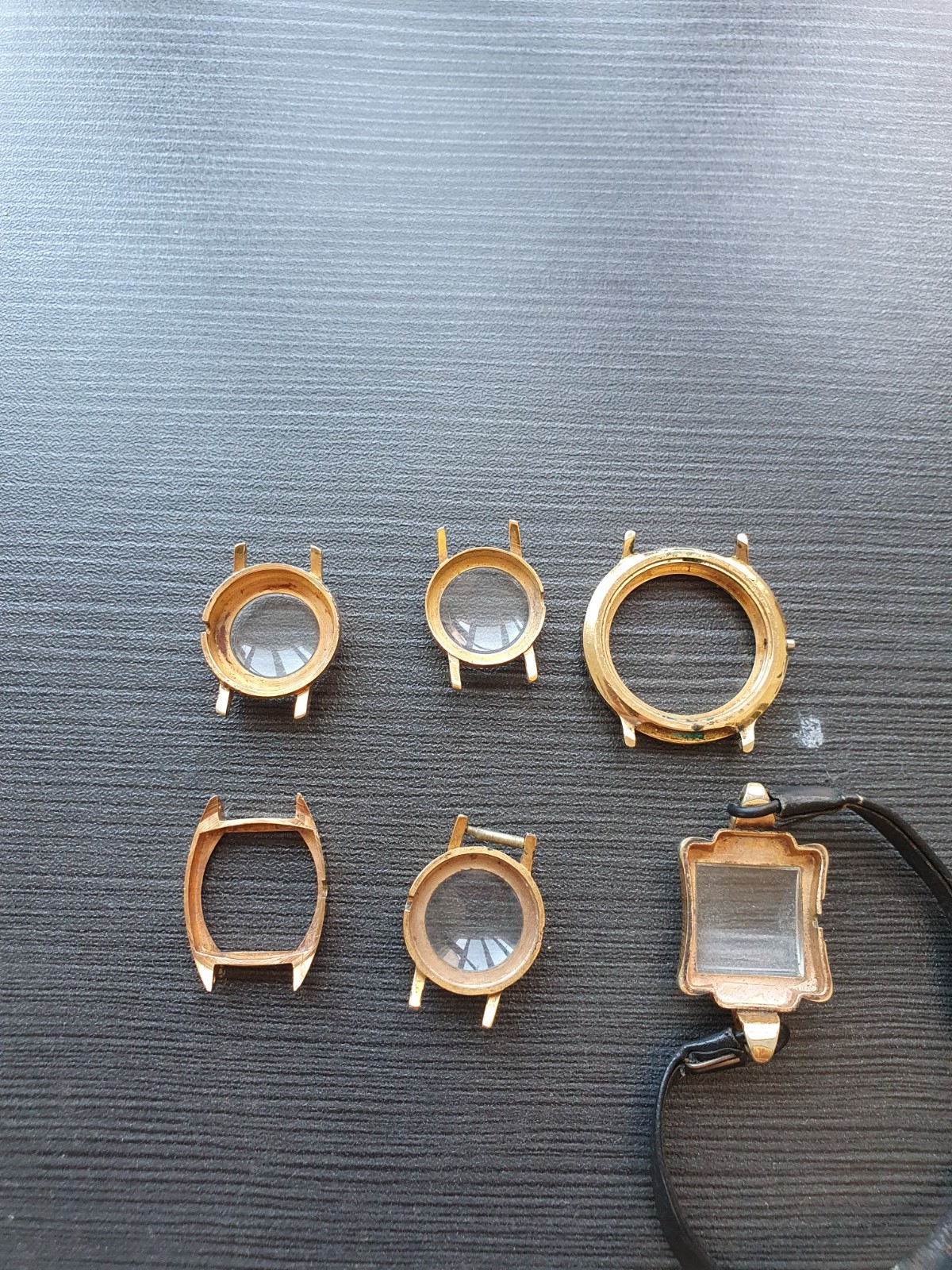 Set Of Old Gold Plated Swiss High Value Watch Bezels & Parts