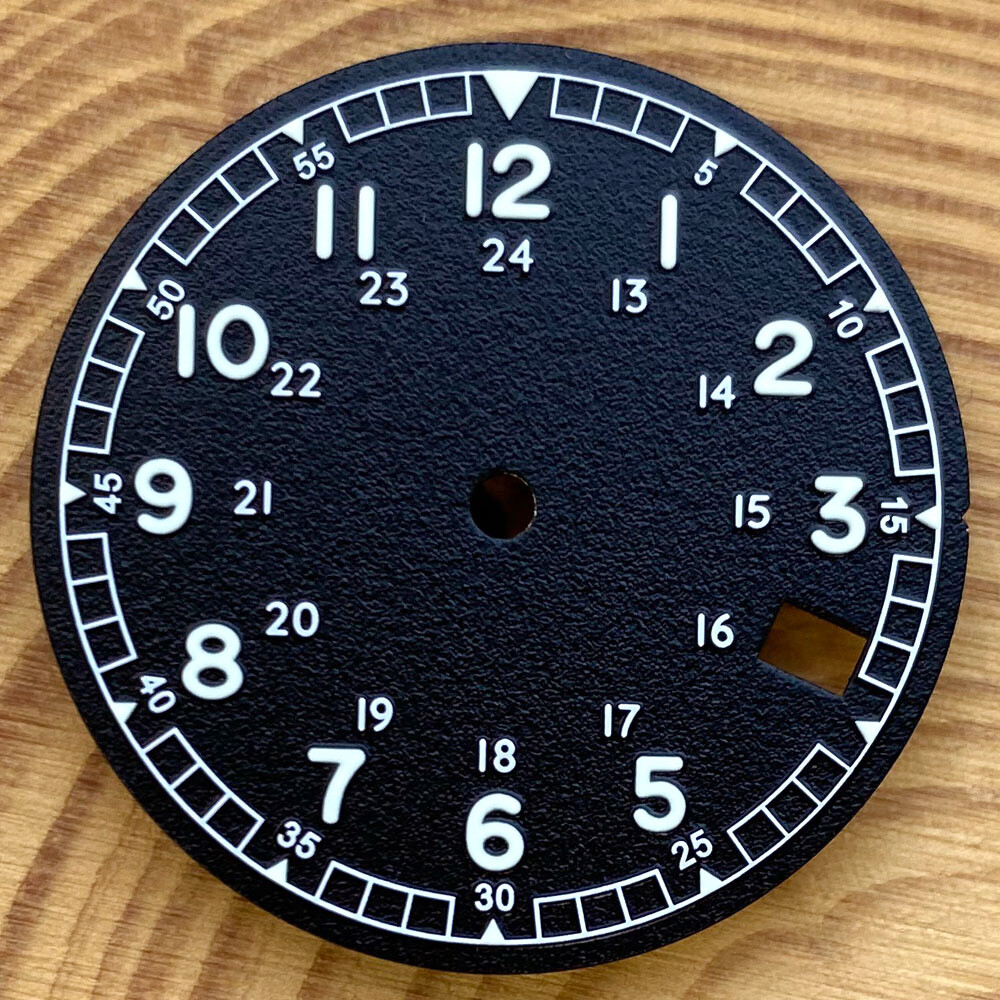 Vintage 29mm Watch Dial for NH35 Movement Black White Green Lume 3.8 Date Window