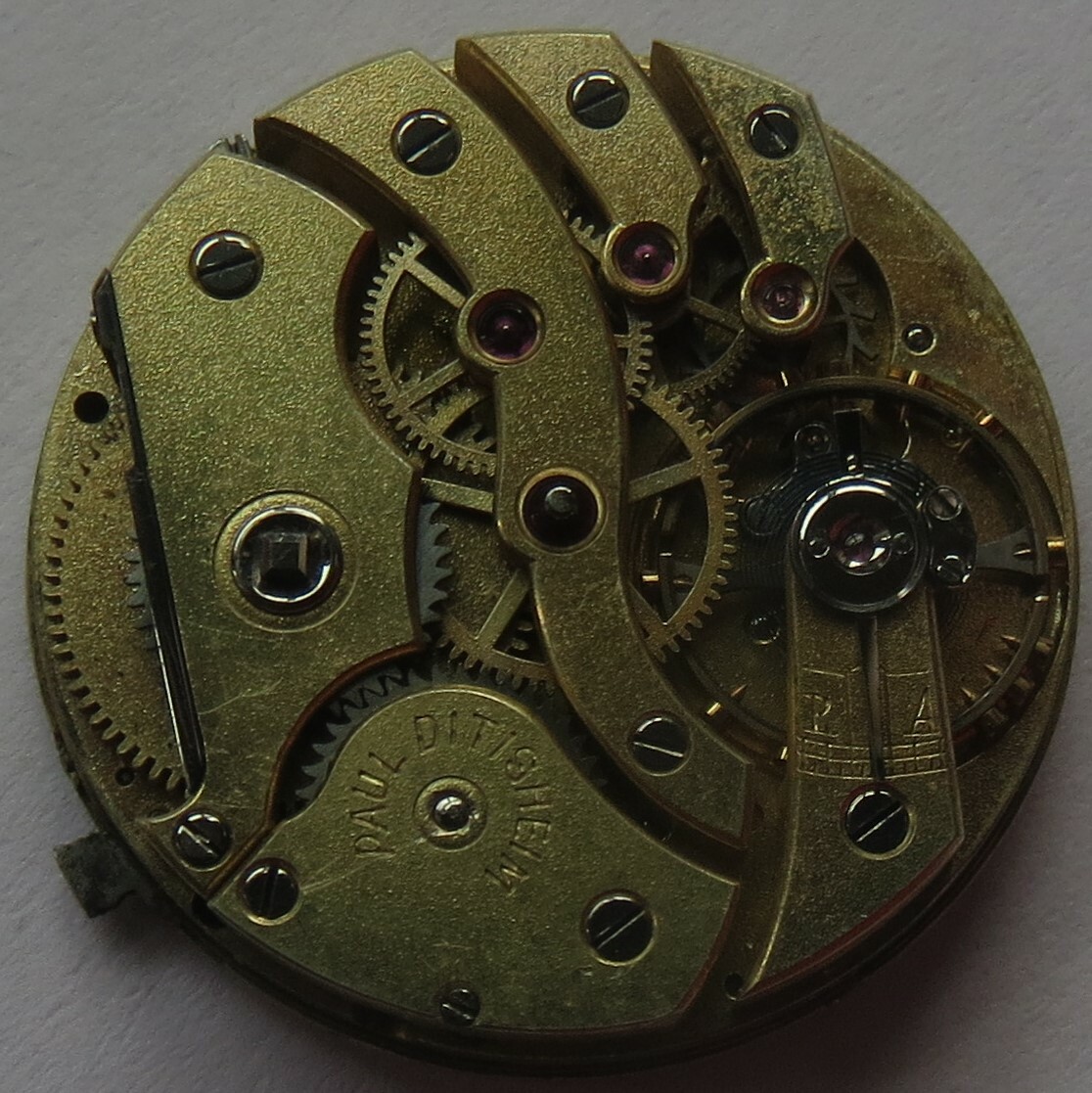 Paul Ditisheim pocket watch movement & enamel dial stem to 3 23,5 mm in diameter