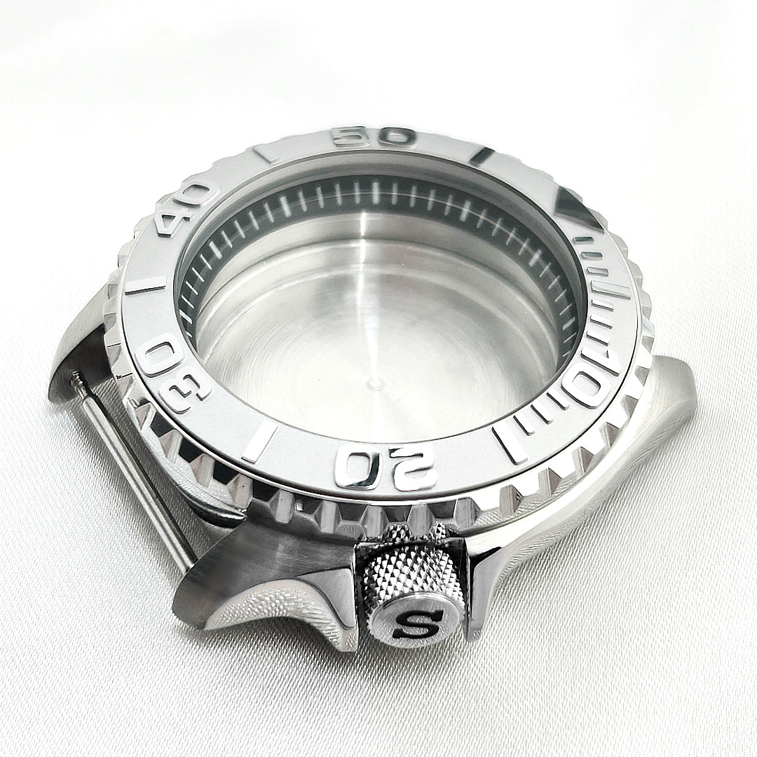 Silver 42mm For NH35 NH36 4R36 4R15 Movement Steel Watch Case 3’8 Crown Gray Mod