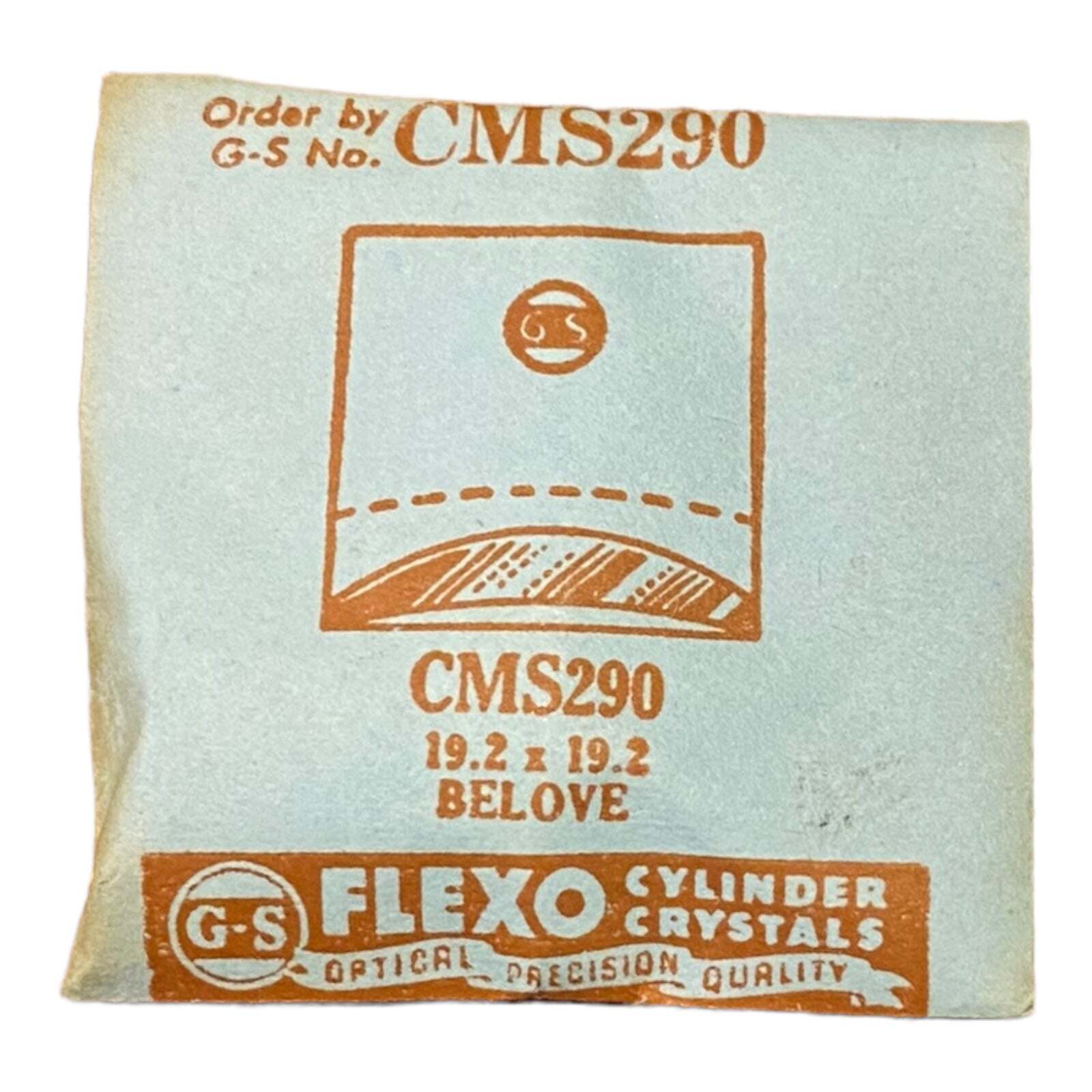 Germanow-Simon Mach (GS) CMS290 Watch Crystal 19.2×19.2 NOS Part Flexo Belove