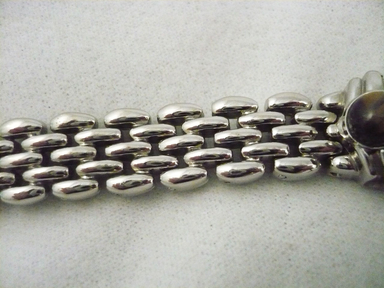 Designs by Rose watch silver metal bracelet R/S & faux tiger’s eye accents