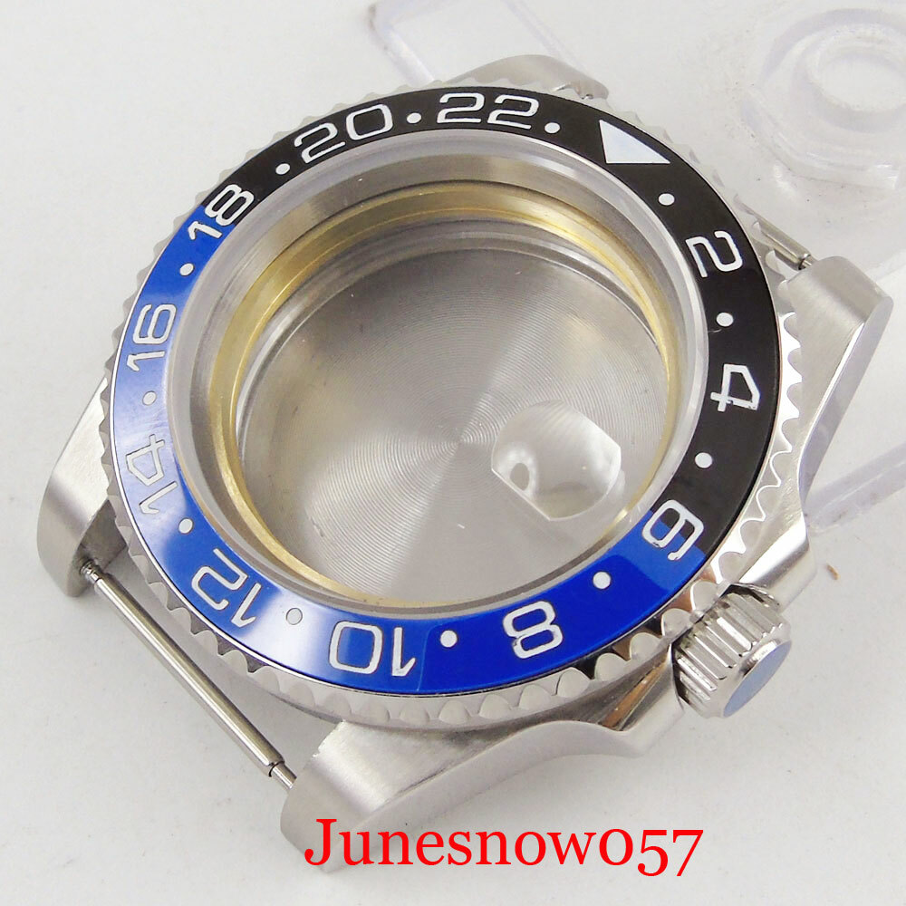 40mm SUB Watch Men Case Sapphire Glass Fit ETA 2836 MIYOTA 8215 821A Metal Back