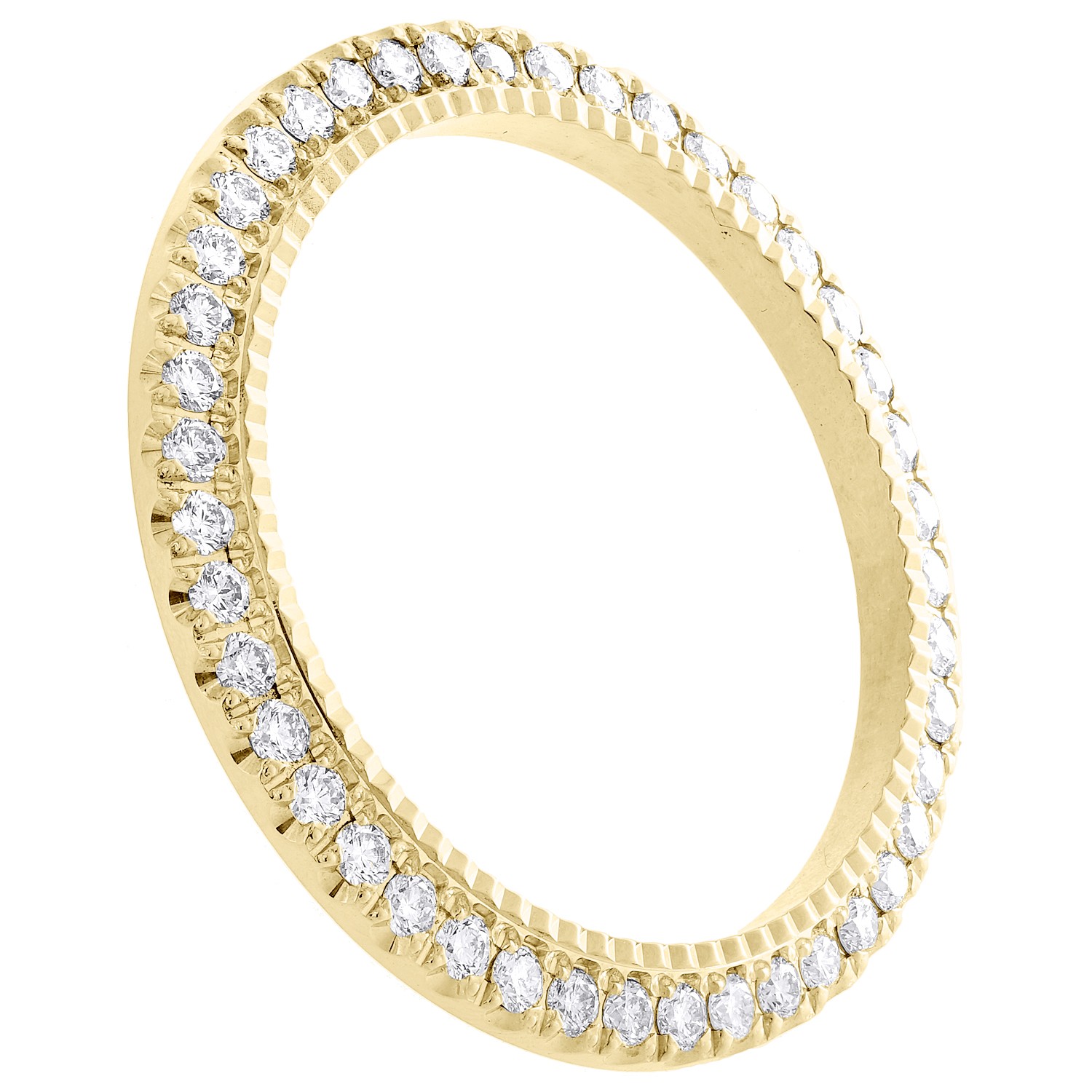 10K Yellow Gold U-Cut Fluted Diamond Bezel For Rolex Day-Date 36mm Watch 2.20 CT