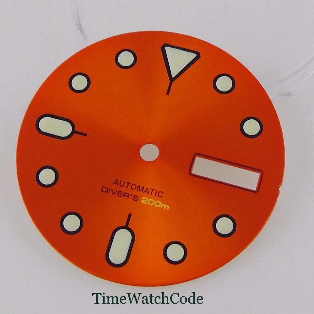 29mm Watch Dial Face Black Gray Orange Dial for NH36 for 3H 3.8H 4.1H Crown