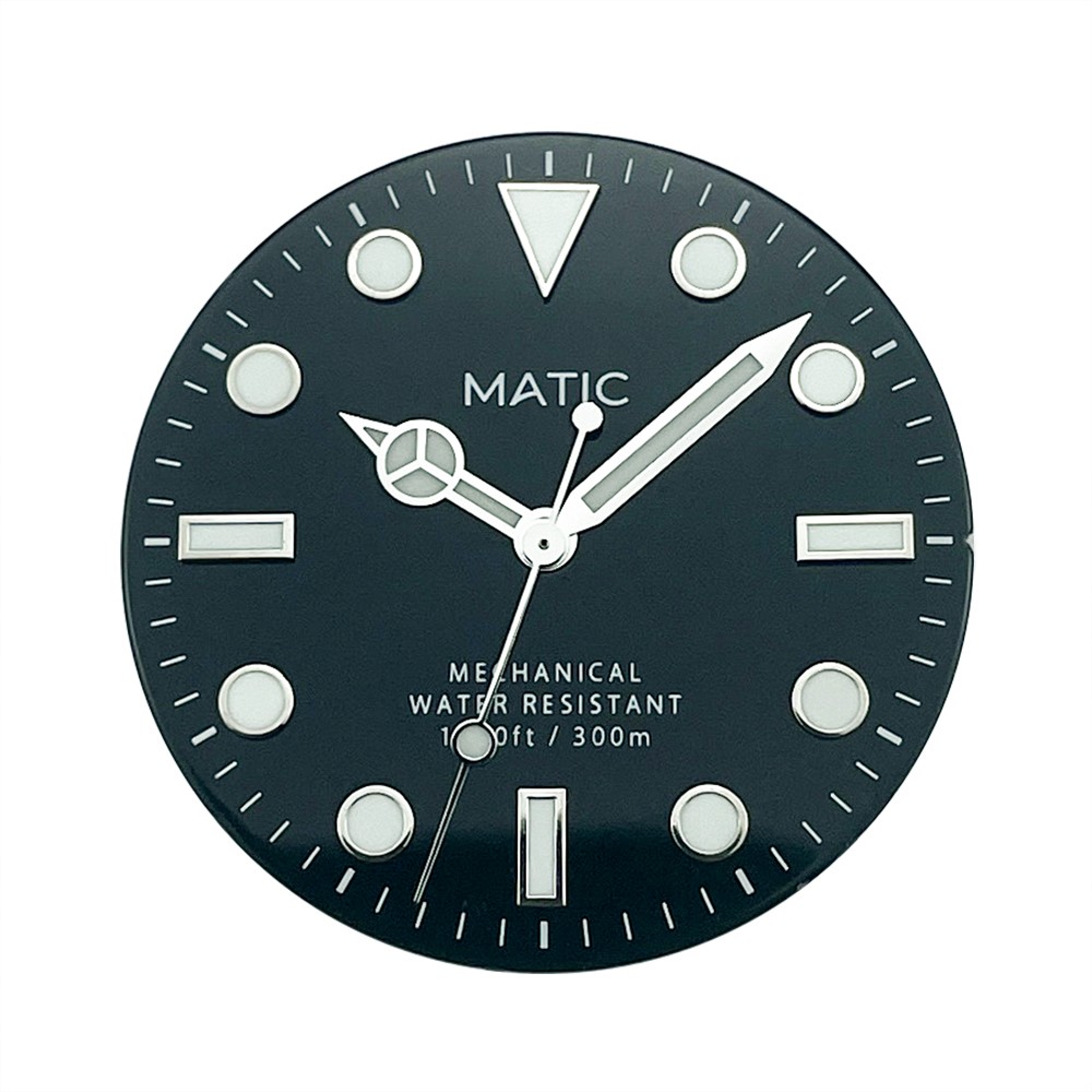 BGW9 Lume Black Sub Style Watch Dial & Hands 28.5mm No Date Fit for NH38A NH35A