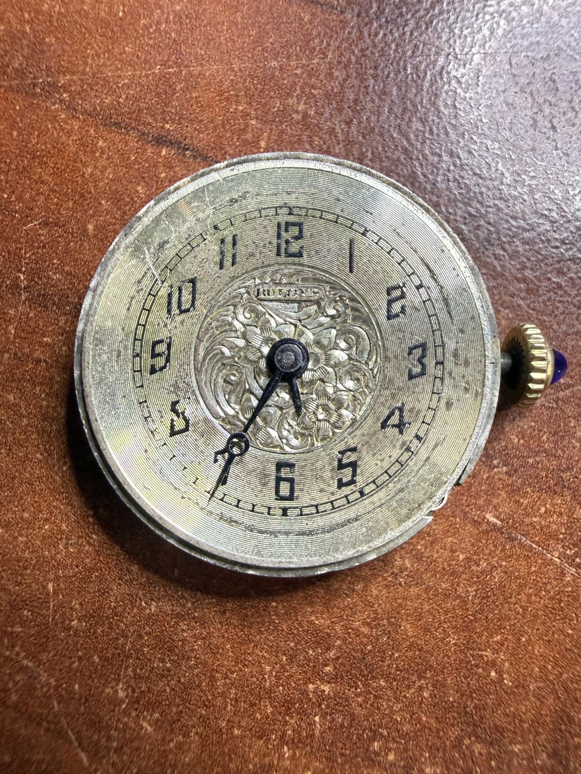 Bulova 10A 16 Jewels Ornate Movement Engine Turned Dial Cabochon Crown Parts