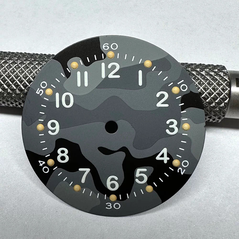 28.5mm Camouflage Watch Dial Green Luminous For Nh35 Movement Watch Accessories