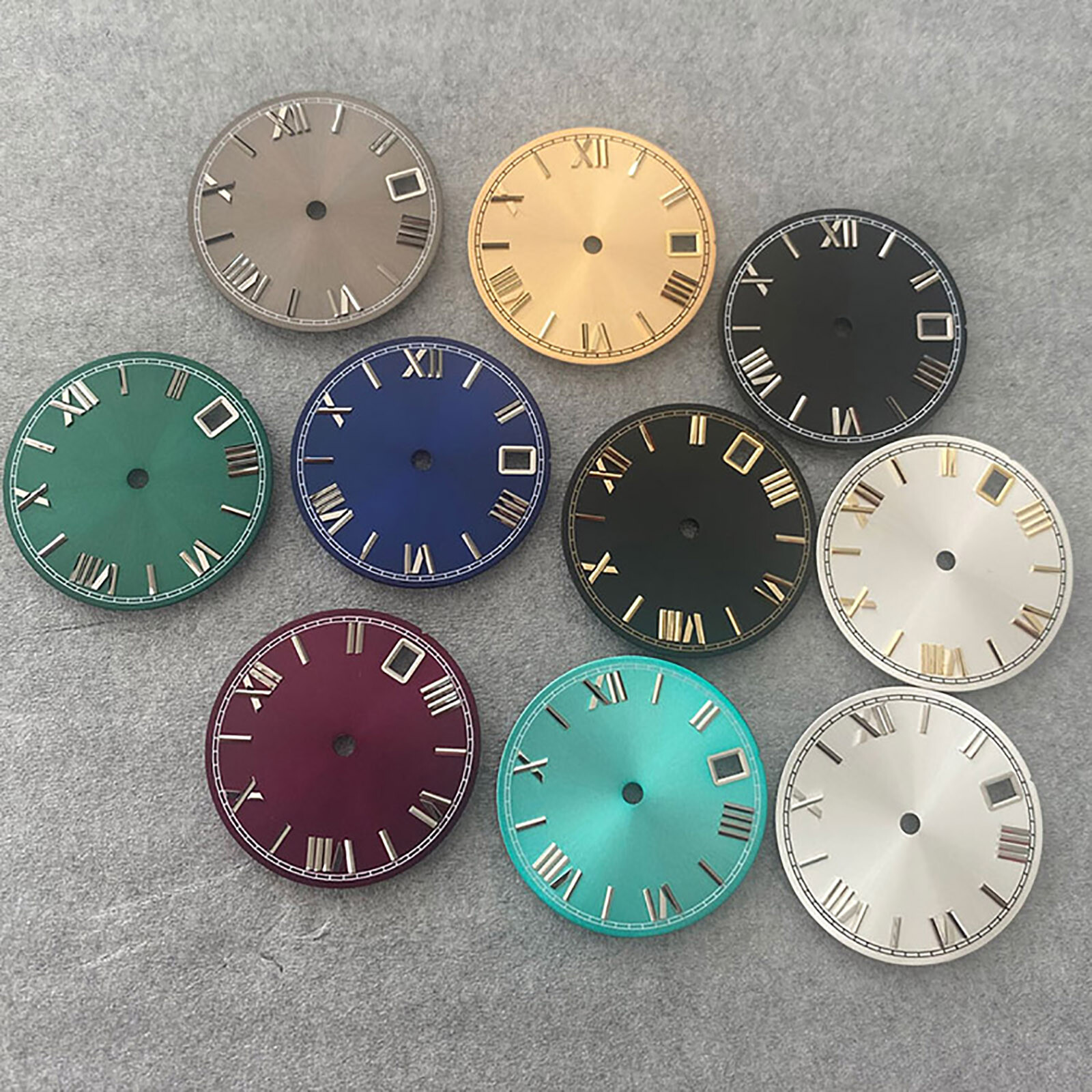 For NH35/36/4R/7S Movement Sun Grain Roman Scale Real Nail Dial 28.5MM