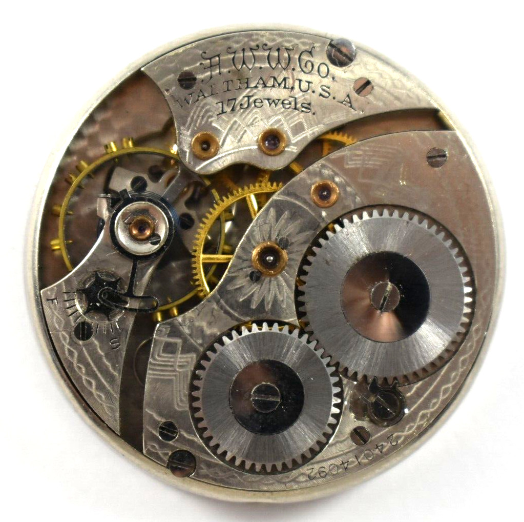Vintage Waltham Grade 225 12s 17J OF Pocket Watch Movement lot.qk