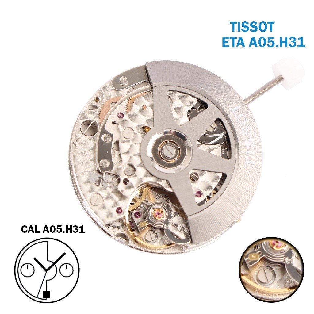 (TISSOT Finish) ETA Vajoux Swiss Automatic Movement A05.H31 ,V8, Date Disk on 6.