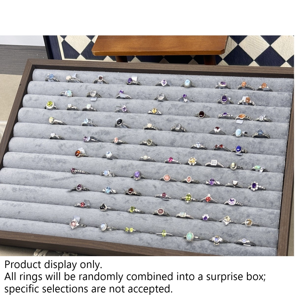 Jewelry Mystery Box Surprise Random S925 Rings Gift Box Natural Crystal 2 PCS