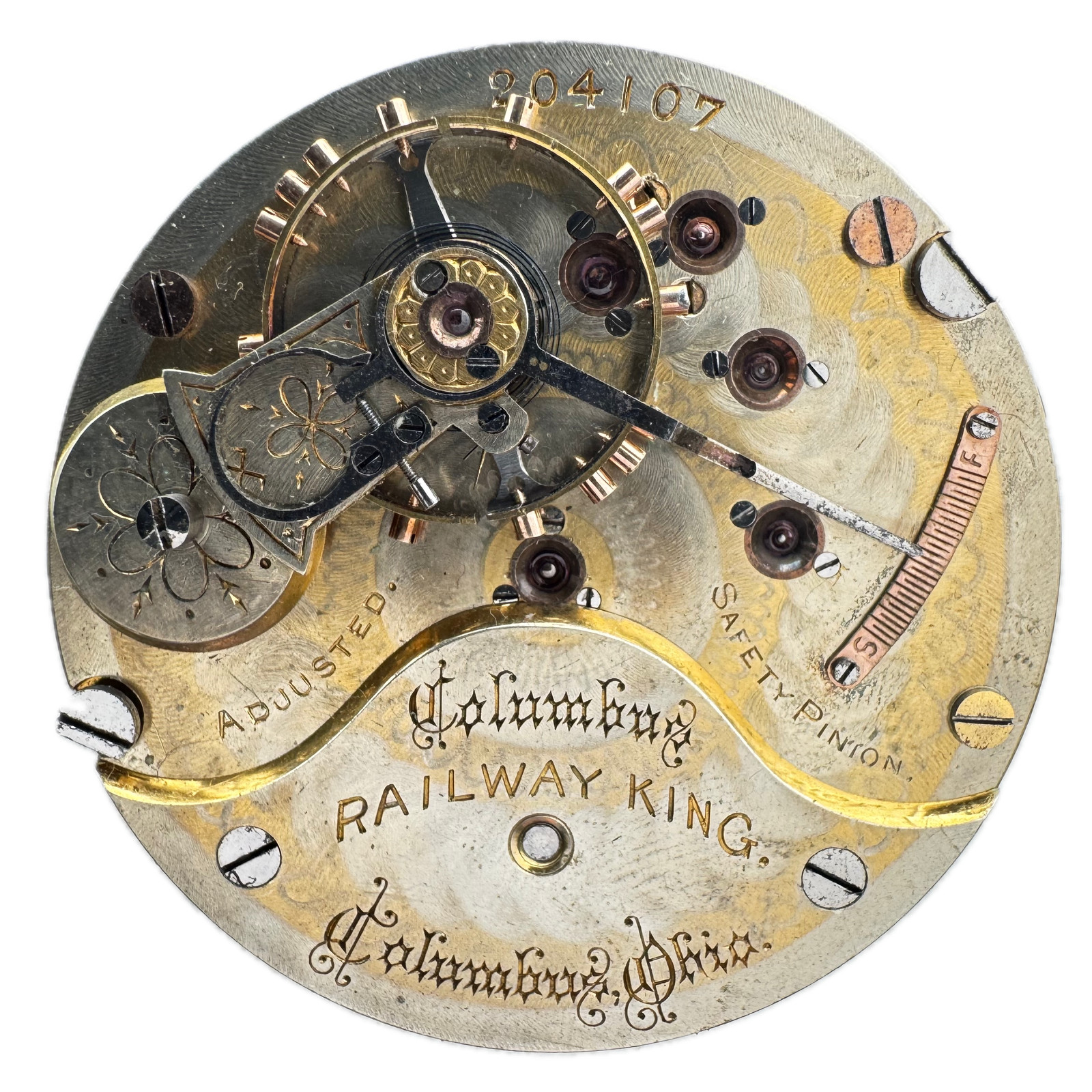 Antique 19s 1891 Columbus Two Tone Hunter Pocket Watch Movement Railway King USA