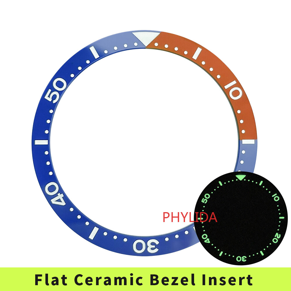 Flat 38mm C3 Lume Ceramic Bezel Insert SKX007 Mod PVD Red with Blue