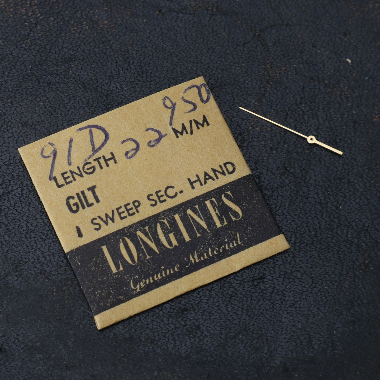 NOS Longines 950.2 Gilt Sweep Seconds Hand 22mm Watch Part 91D (#C6D9)