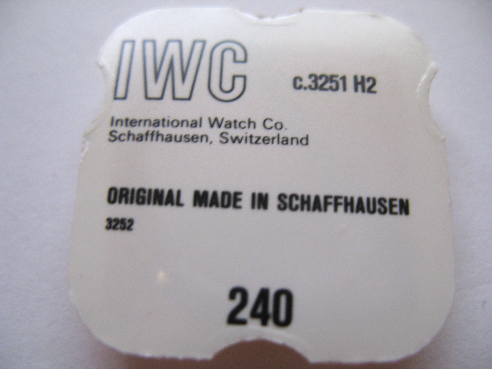 IWC 3251,3252 CANNON PINION DRIVER PART 240 HT 2.10MM