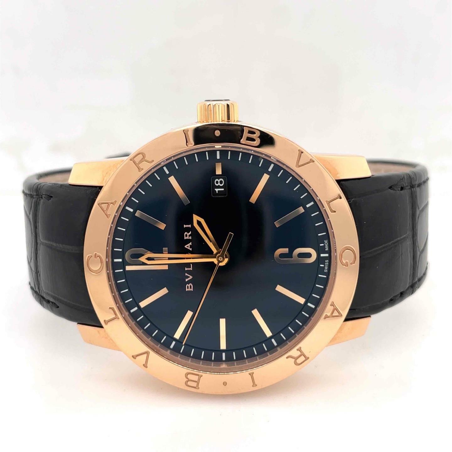 Bvlgari Bulgari Automatic 39mm 18k Rose Gold Black Dial Men’s Watch 102261
