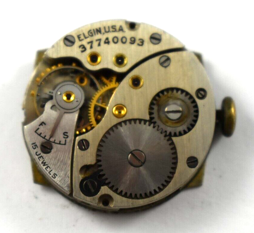 Vintage Elgin Manual Wind 8/0s 15J Wrist Watch Movement lot.fb
