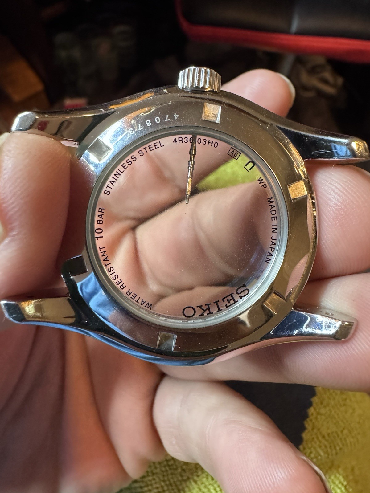 Seiko Silver Stainless Steel Watch Case w/ Crown & Crystal 4R36-03H0