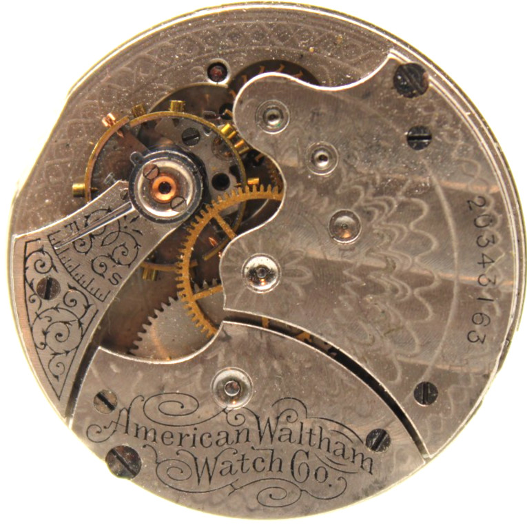 1915 WALTHAM POCKET WATCH MOVEMENT 20343163 GRADE: V 6s 15j (PD3)