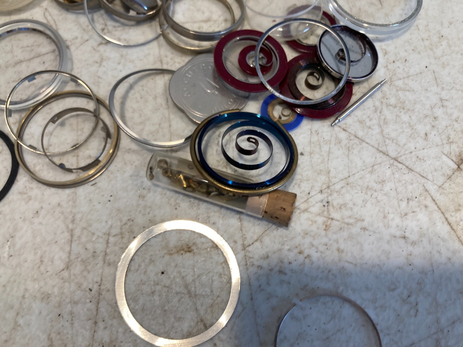 Large Vintage Watch Crystal Bezel & Retaining Ring Parts Lot Glass Acrylic