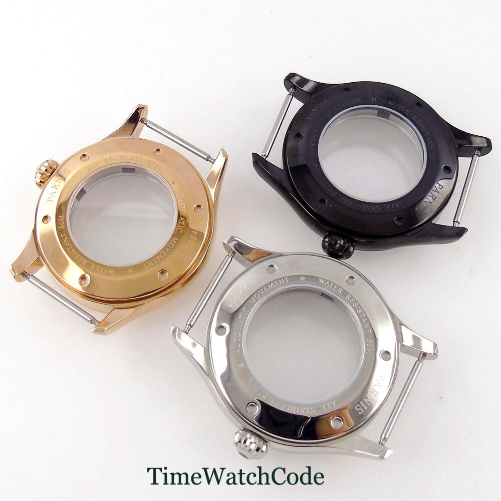 Rose Gold /PVD/Silver Watch Case 43mm Fit Miyota8215 821A DG2813 Sapphire Glass