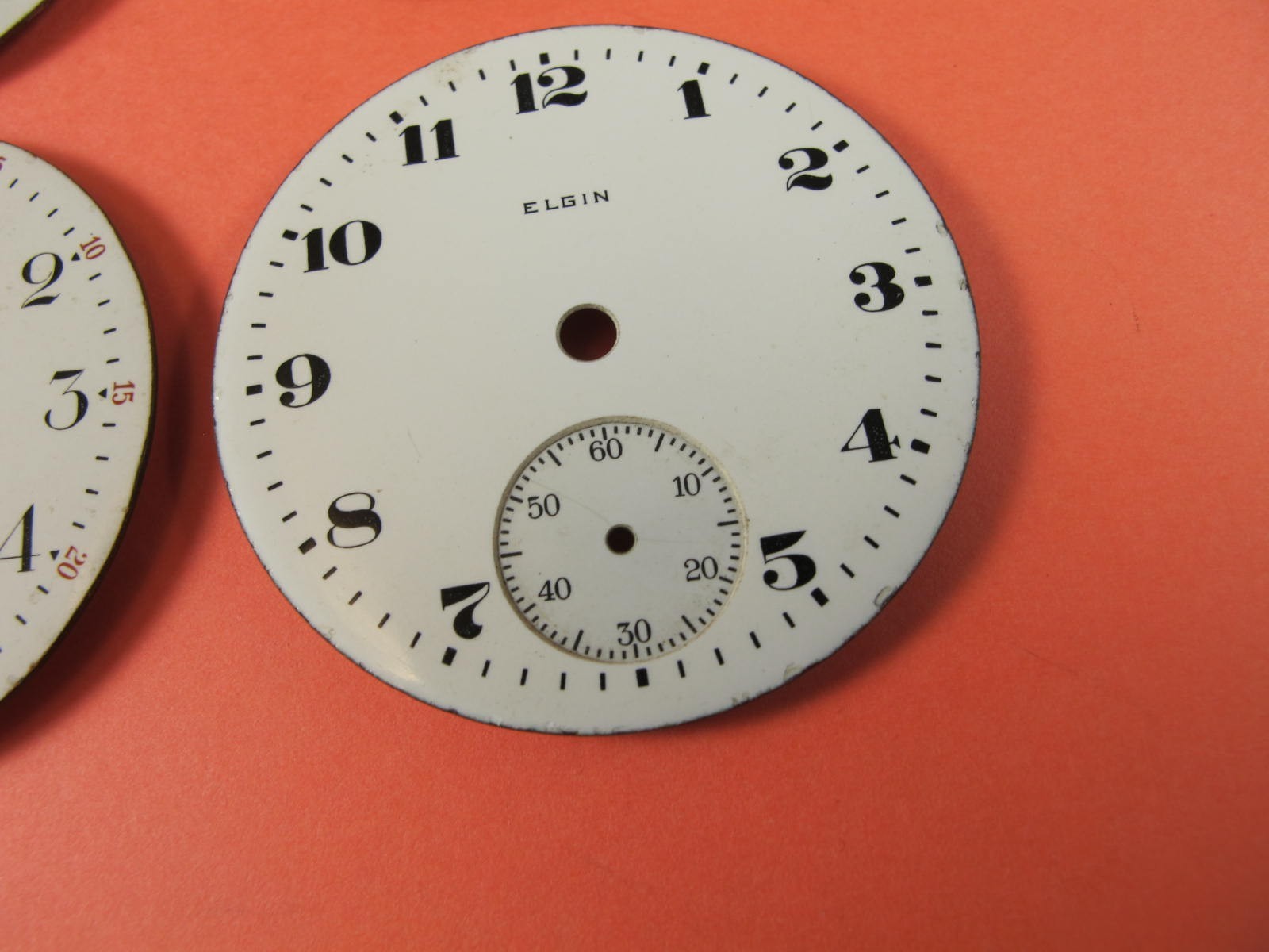 ELGIN 18S POCKET WATCH DIAL GROUP OF 4 WITH ARABIC NUMBERS